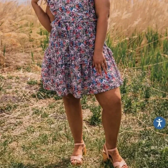 Full bloom dress, 1X, Multi colored floral pattern - Picture 3 of 7